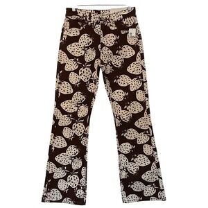 BDG 90s Bootcut Jeans 25 Brown Cream Strawberry Print Y2K High Rise NWT Artsy